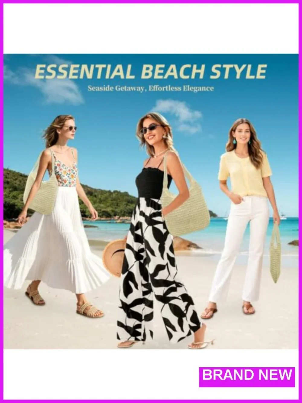 Large Straw Woven Beach Tote Shoulder Bag
